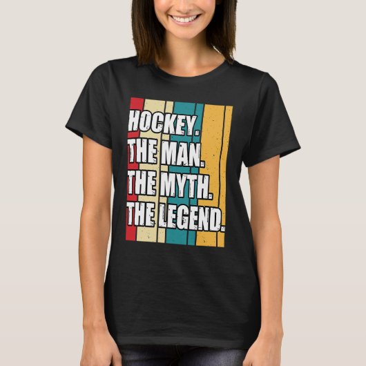 Funny Hockey The Man The Myth The Legend Retro Vin Tシャツ (正面)