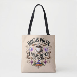 Funny Hocus Pocus I Need Coffee Witch トートバッグ