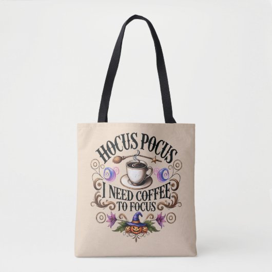 Funny Hocus Pocus I Need Coffee Witch トートバッグ (正面)