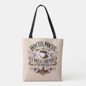 Funny Hocus Pocus I Need Coffee Witch トートバッグ (裏面)