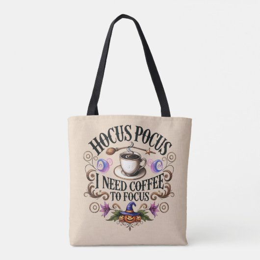 Funny Hocus Pocus I Need Coffee Witch トートバッグ (裏面)