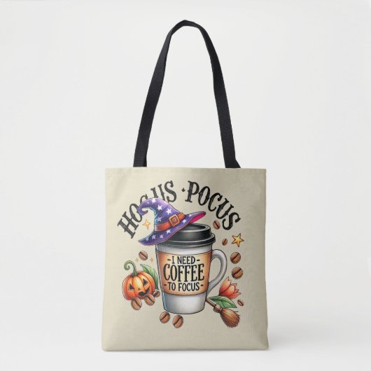 Funny Hocus Pocus I Need Coffee Witch トートバッグ (正面)