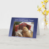 Funny Holiday card Dog with Treats Advent Calendar カード (黄色い花)