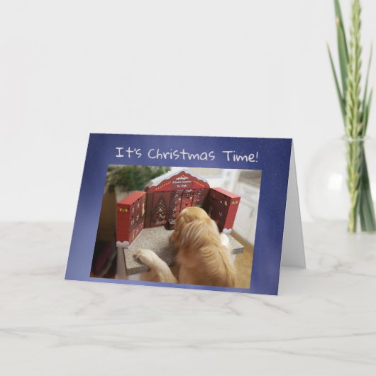 Funny Holiday card Dog with Treats Advent Calendar カード (正面)