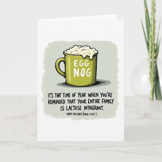Funny holiday card eggnog lactose intolerant カード (正面)