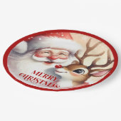 Funny Holiday Paper Plates Santa Claus Rudolph ペーパープレート (アングル)