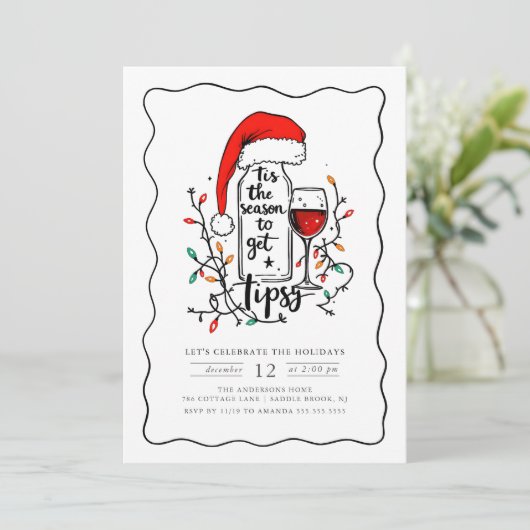 Funny Holiday Party Invitation Wine Theme 招待状 (スタンド正面)