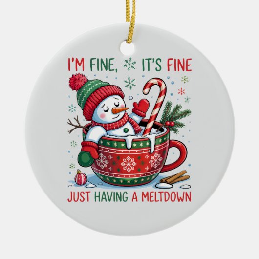 “Funny Holiday – Snowman Meltdown セラミックオーナメント (正面)
