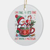 “Funny Holiday – Snowman Meltdown セラミックオーナメント (左)