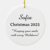 “Funny Holiday – Snowman Meltdown セラミックオーナメント (裏面)