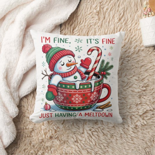 “Funny Holiday  – Snowman Meltdown Gift  クッション (ブランケット)