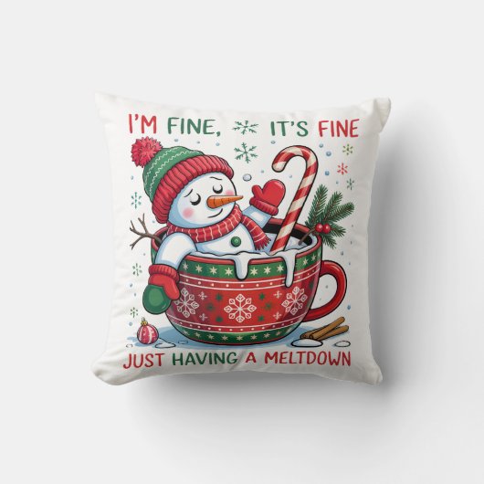 “Funny Holiday  – Snowman Meltdown Gift  クッション (正面)