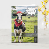 Funny Holstein Cow for 74th Birthday カード (黄色い花)