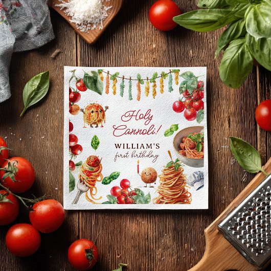 Funny Holy Cannoli little meatball 1st birthday スタンダードランチョンナプキン