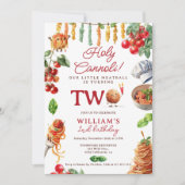 Funny Holy Cannoli little meatball 2nd birthday 招待状 (正面)