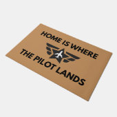 Funny Home Is Where The Pilot Lands Plane Welcome  ドアマット (アングル)