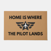 Funny Home Is Where The Pilot Lands Plane Welcome  ドアマット (正面)