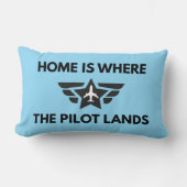 Funny Home Is Where The Pilot Lands Plane Welcome  ランバークッション (正面)