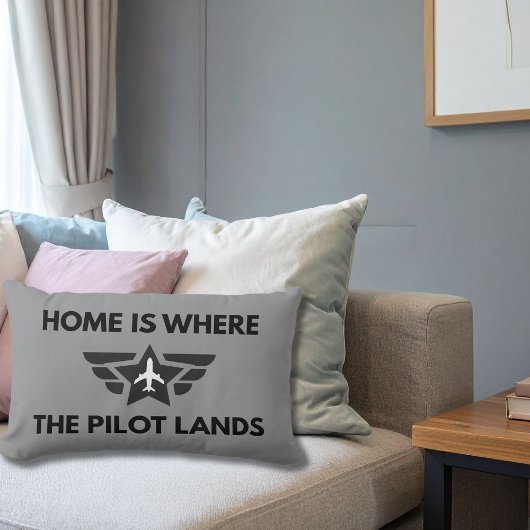 Funny Home Is Where The Pilot Lands Plane Welcome  ランバークッション