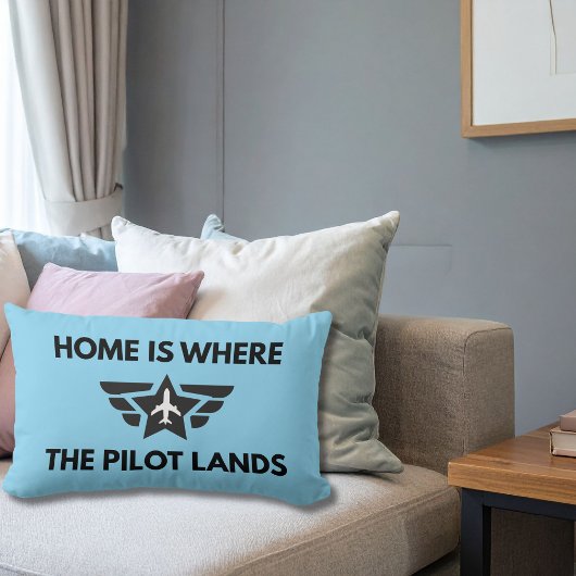 Funny Home Is Where The Pilot Lands Plane Welcome  ランバークッション