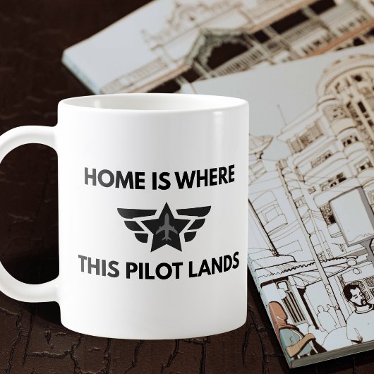 Funny Home Where This Pilot Lands Plane Welcome  コーヒーマグカップ