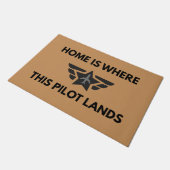 Funny Home Where This Pilot Lands Plane Welcome ドアマット (アングル)