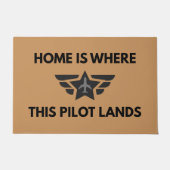 Funny Home Where This Pilot Lands Plane Welcome ドアマット (正面)