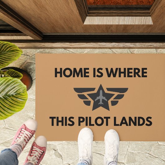 Funny Home Where This Pilot Lands Plane Welcome ドアマット
