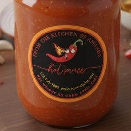 Funny Homemade Hot Sauce Label Template ラウンドシール