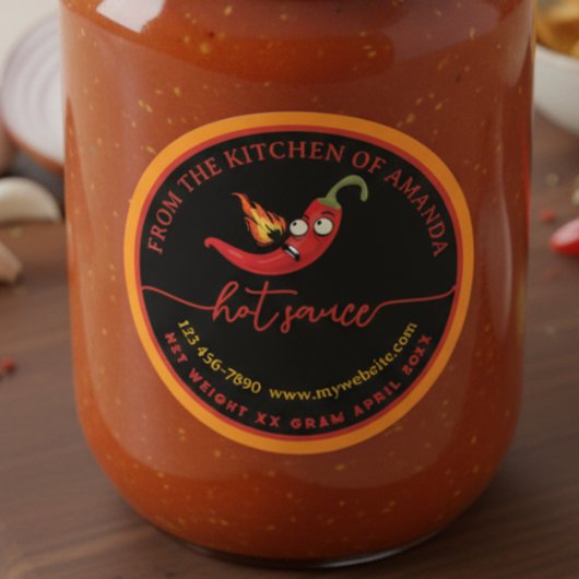Funny Homemade Hot Sauce Label Template ラウンドシール