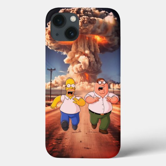 Funny Homer & Peter Nuclear Mushroom Cloud Case-Mate iPhoneケース (裏面)