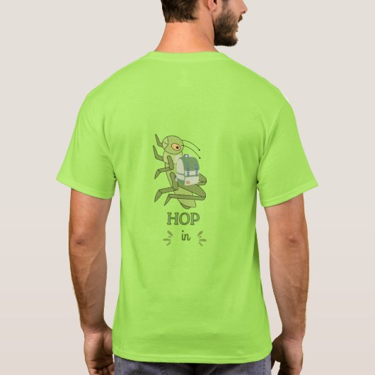 Funny "HOP II" Grasshopper Adventure T-Shirt – Per Tシャツ (裏面)