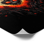 Funny Horror Ghost Red Heart Skull Creepy Hallowee ポスター (角)