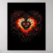 Funny Horror Ghost Red Heart Skull Creepy Hallowee ポスター (正面)