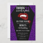 Funny Horror Gothic Vampire Purple Birthday Party 招待状 (正面)