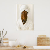 Funny Horse Bathroom Print, Horse In Bathrobe ポスター (キッチン)