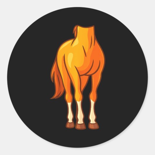 Funny Horse Body Costume Optical Illusion Gift Men ラウンドシール (正面)