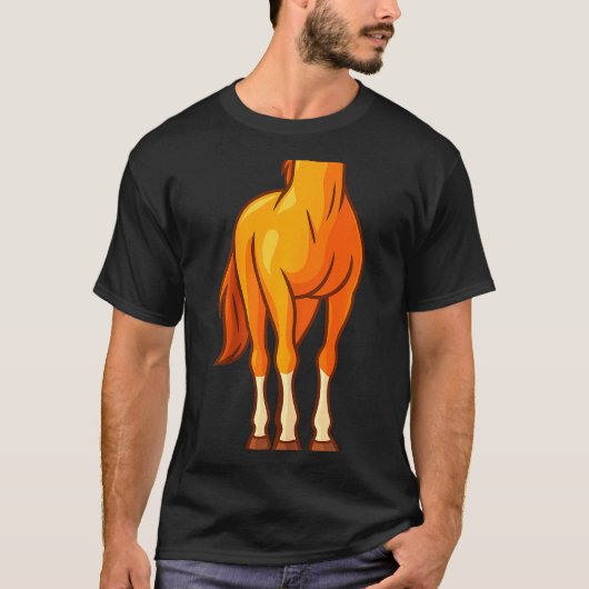 Funny Horse Body Costume Optical Illusion Gift Men Tシャツ (正面)