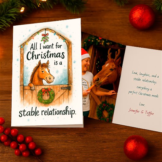 Funny Horse Christmas Equestrians & Animal Lovers カード
