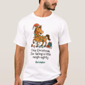 Funny Horse Christmas Farm – Custom Name Tシャツ (正面)