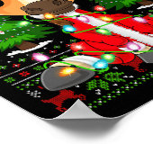 Funny Horse Christmas Lights Santa Costume Ugly Xm ポスター (角)