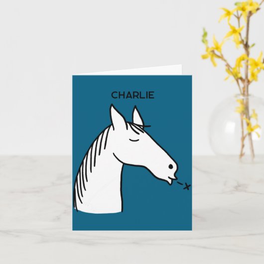 Funny Horse D カード (黄色い花)