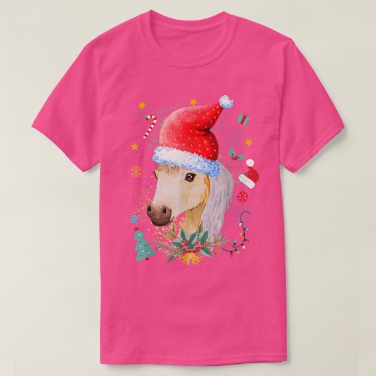Funny Horse Lover Santa Hat Baby cute Horse Christ Tシャツ (デザイン正面)