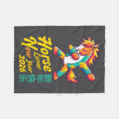 Funny Horse Lunar New Year 2026 Dabbing Design  フリースブランケット (正面(横))