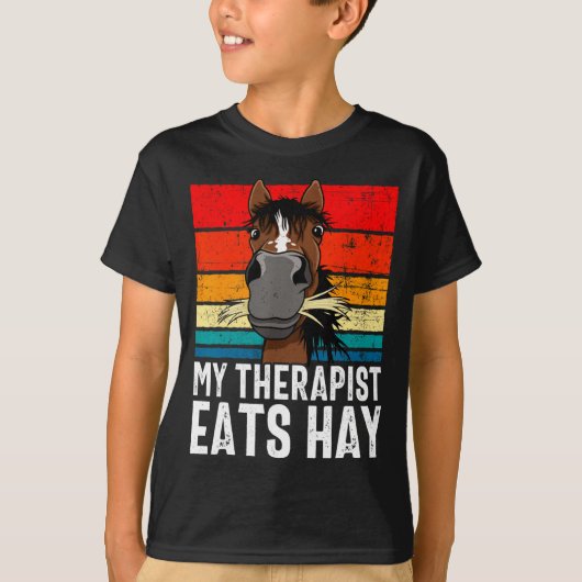 Funny Horse My Therast Eats Hay Tee Hor  Tシャツ (正面)