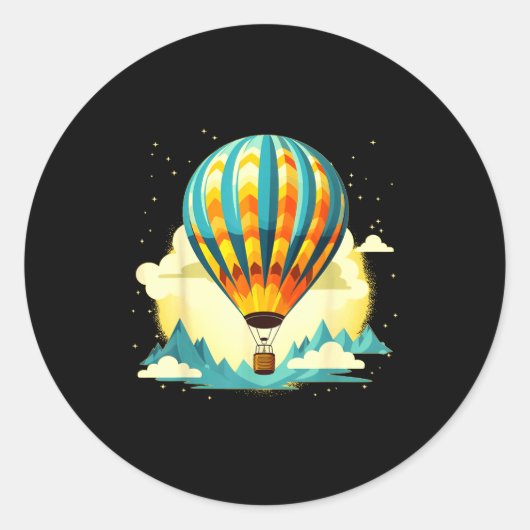 Funny Hot Air Balloon For New Adventures Lovers ラウンドシール (正面)