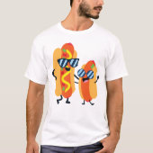 Funny Hot Dog Characters American Food Tシャツ (正面)