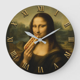 Funny Hot Dog Mona Lisa ラージ壁時計