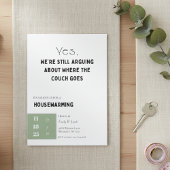 Funny Housewarming Invitation • Couch Quote Design 招待状