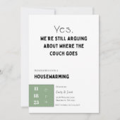 Funny Housewarming Invitation • Couch Quote Design 招待状 (正面)